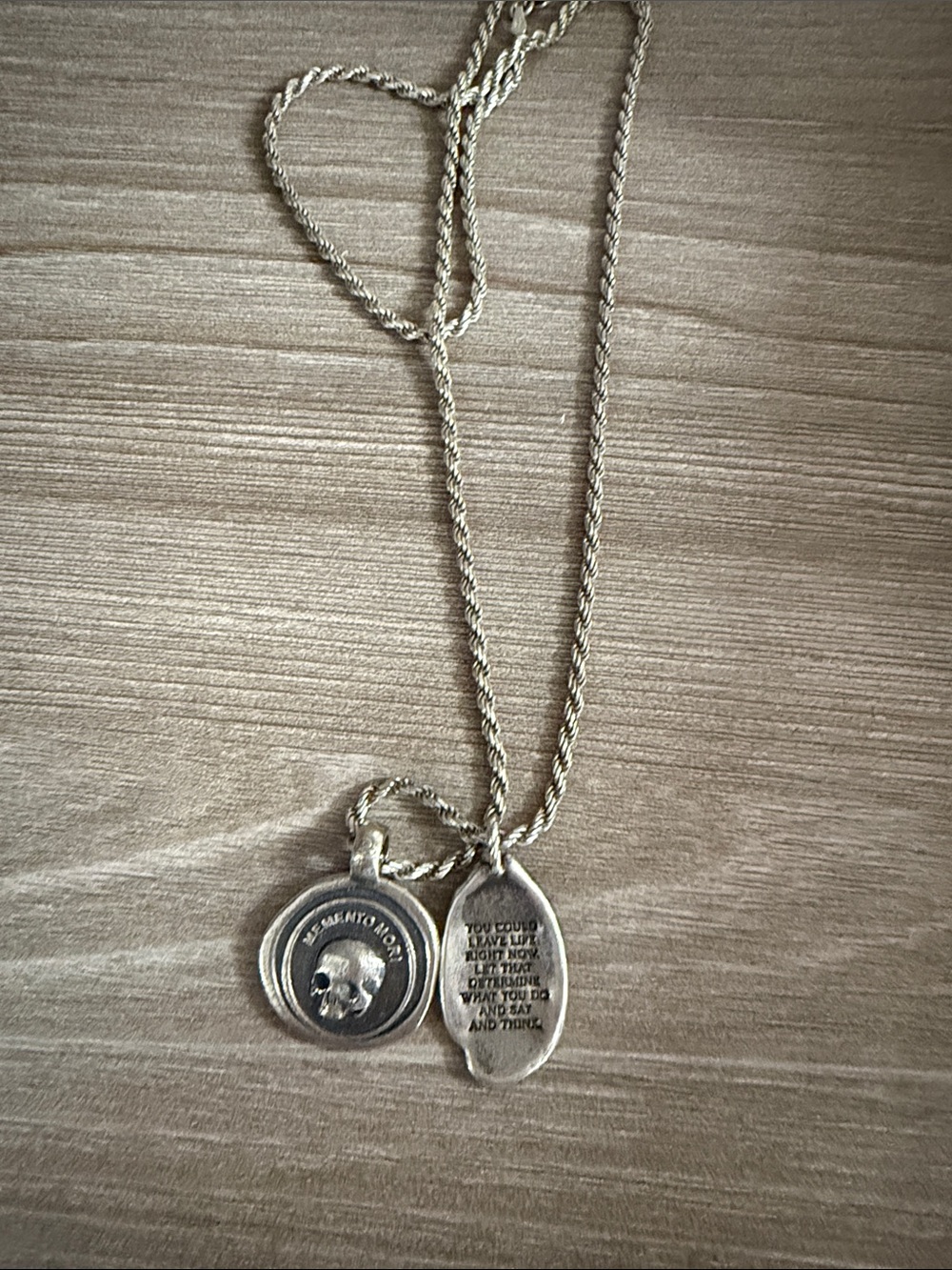 Sterling Double Skull Pendant Necklace - Silver Tone - Picture 2 of 2